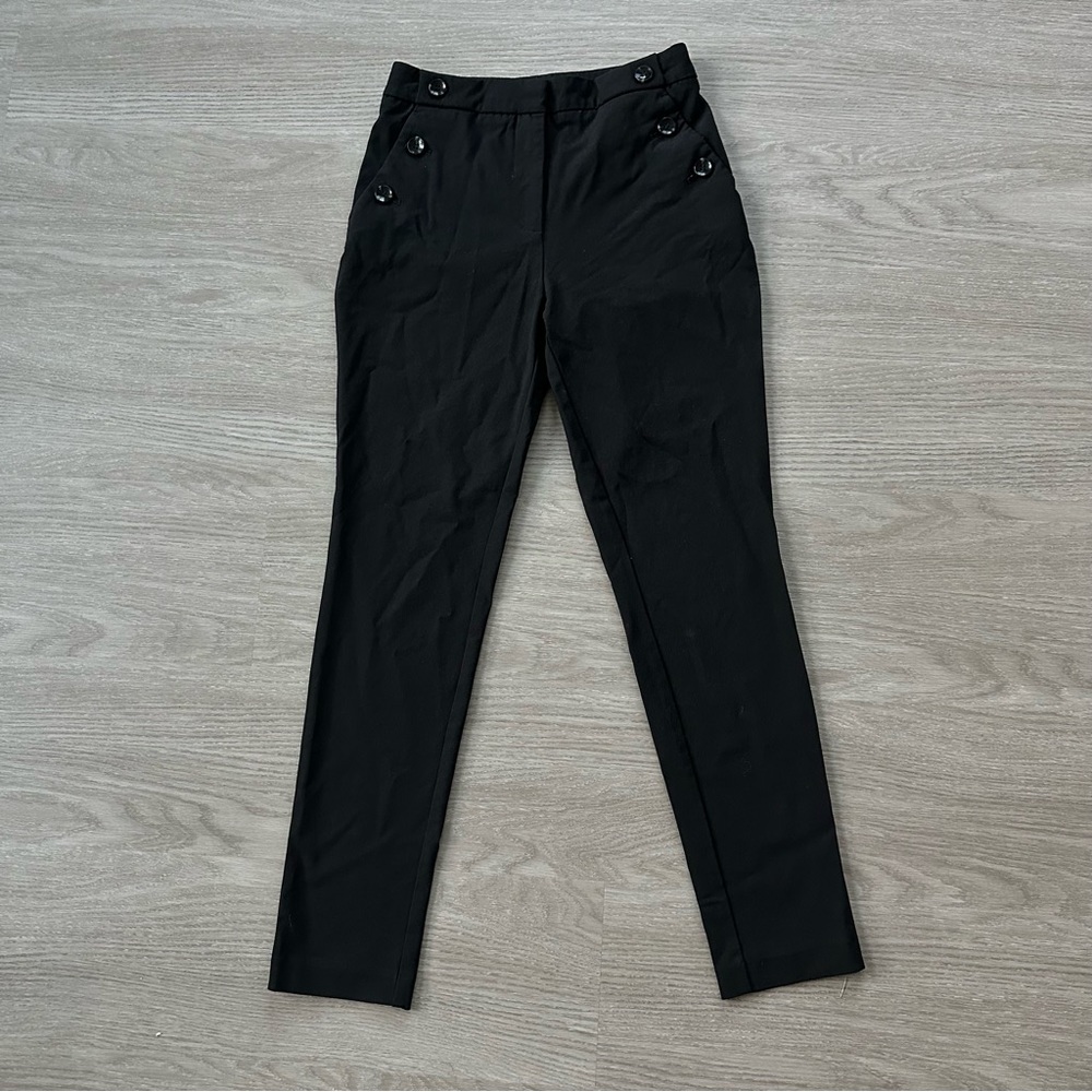H&M Black Tapered Mid Rise Trousers